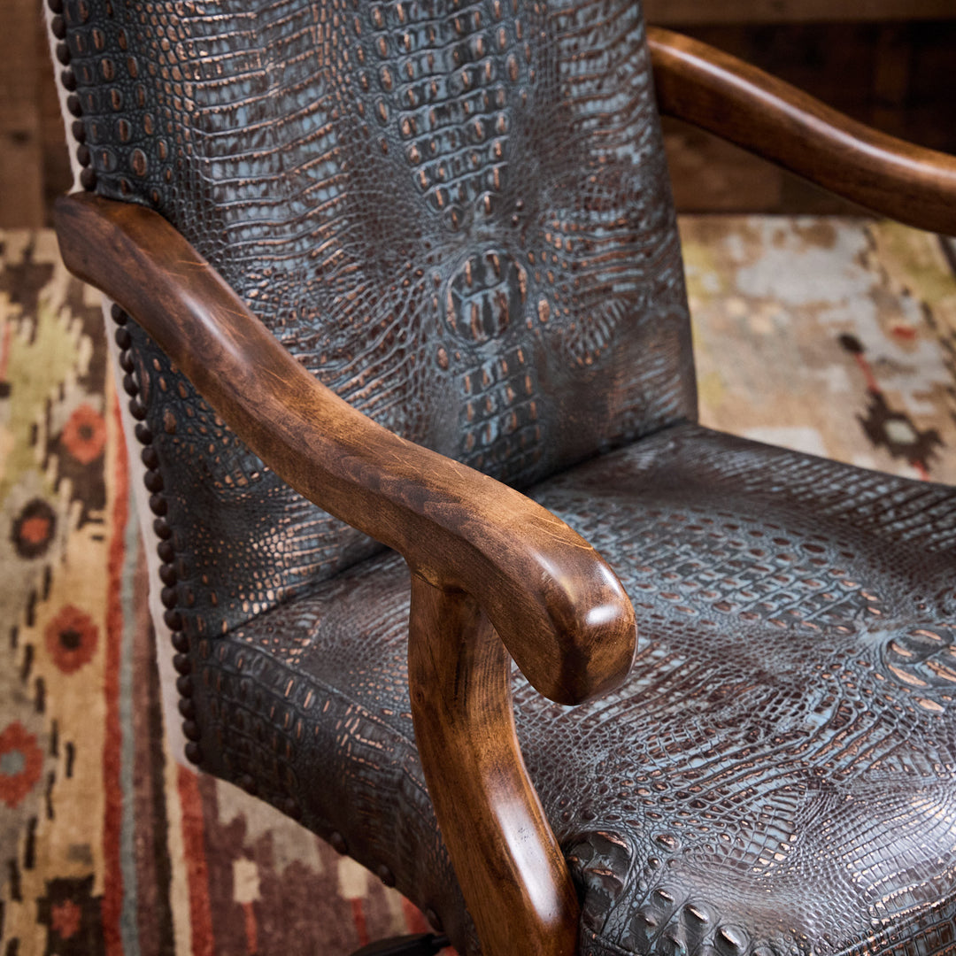 Blue Denim Leather Office Chair