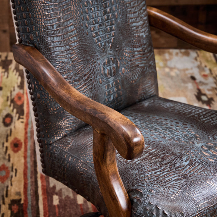 Blue Denim Leather Office Chair