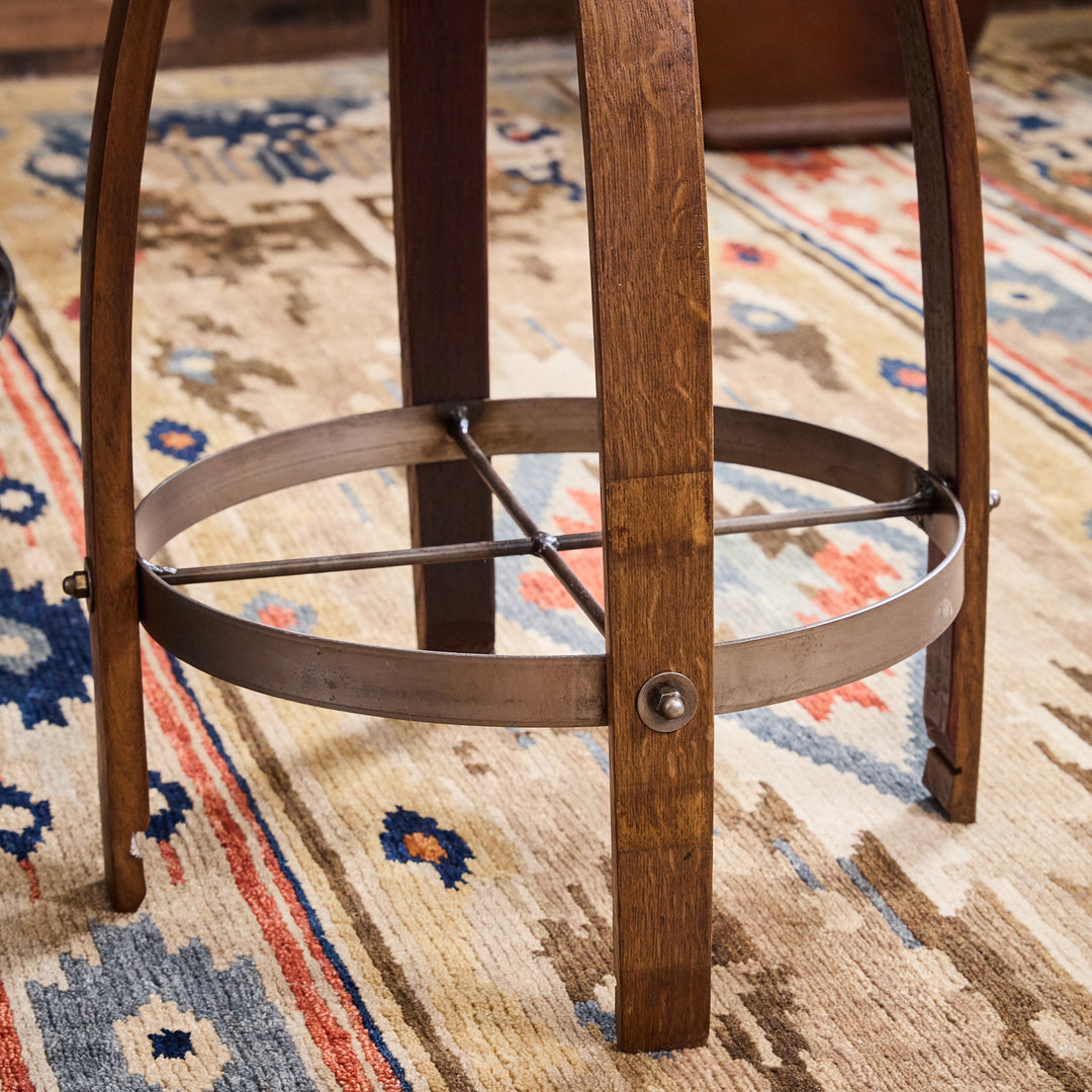 Stave Bar Stool With Leather Seat