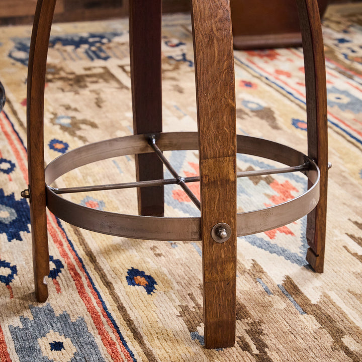 Stave Bar Stool With Leather Seat