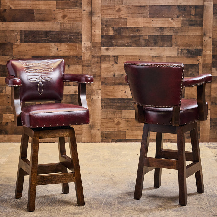 Bonfire Wine Western Leather Bar Stool