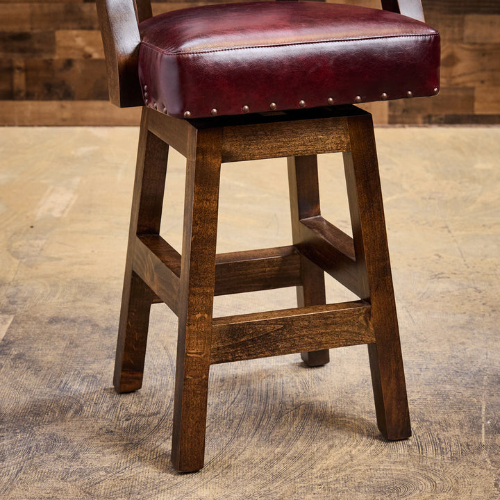 Bonfire Wine Western Leather Bar Stool