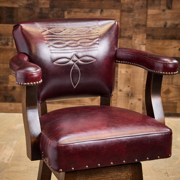 Bonfire Wine Western Leather Bar Stool