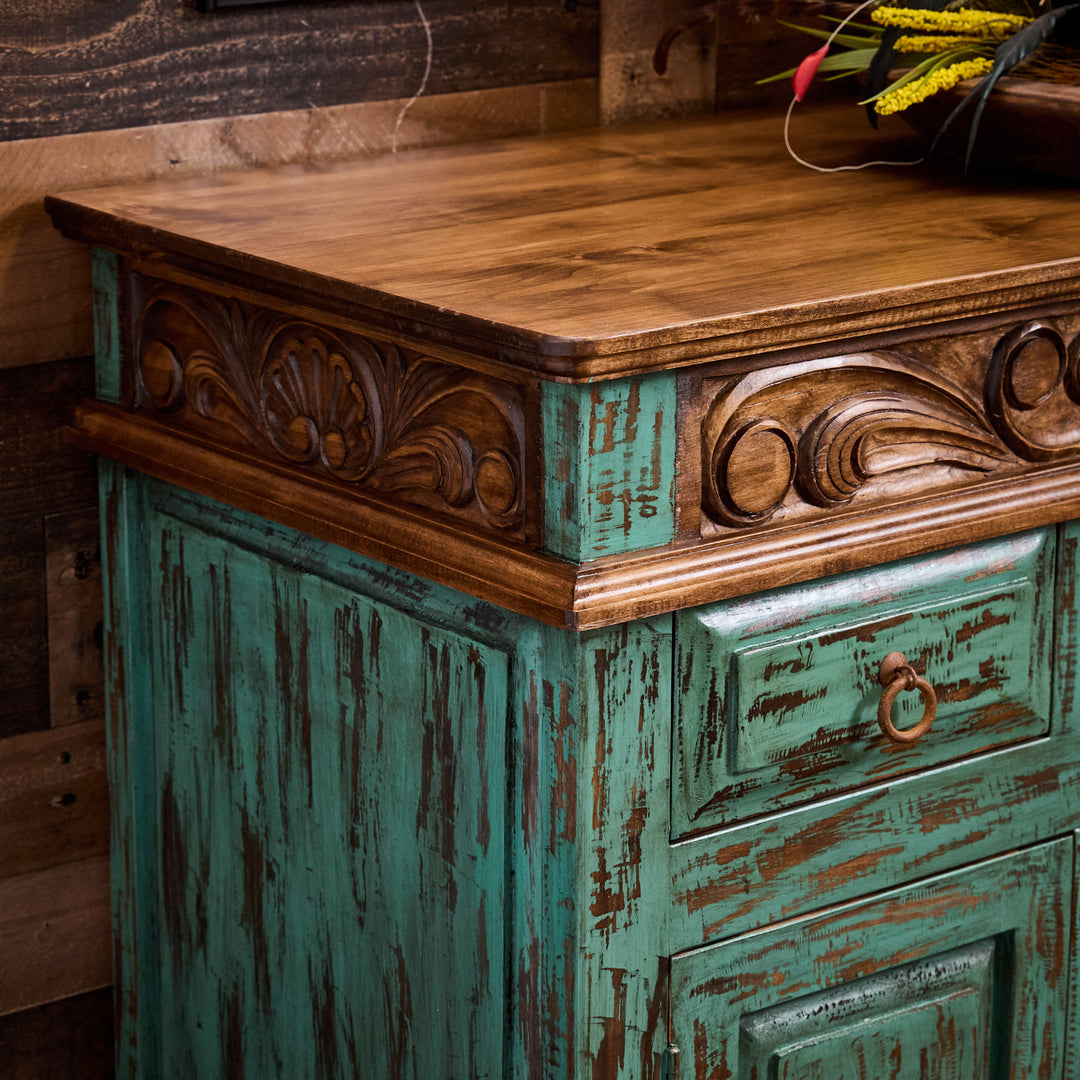 Melissa Carved Alder Turquoise Buffet