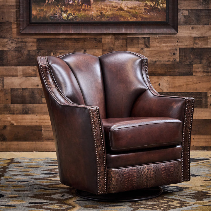 Aledo Croc Leather Swivel Chair