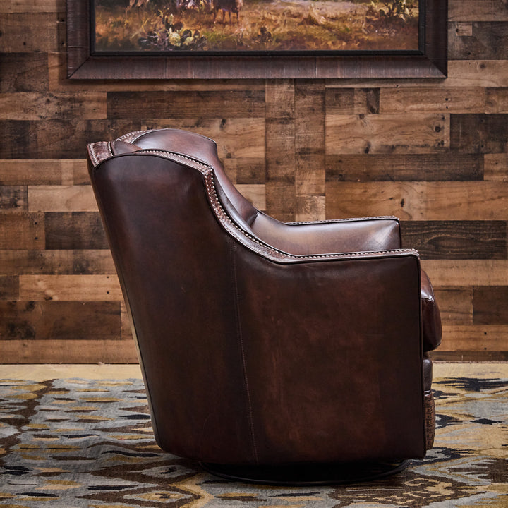 Aledo Croc Leather Swivel Chair