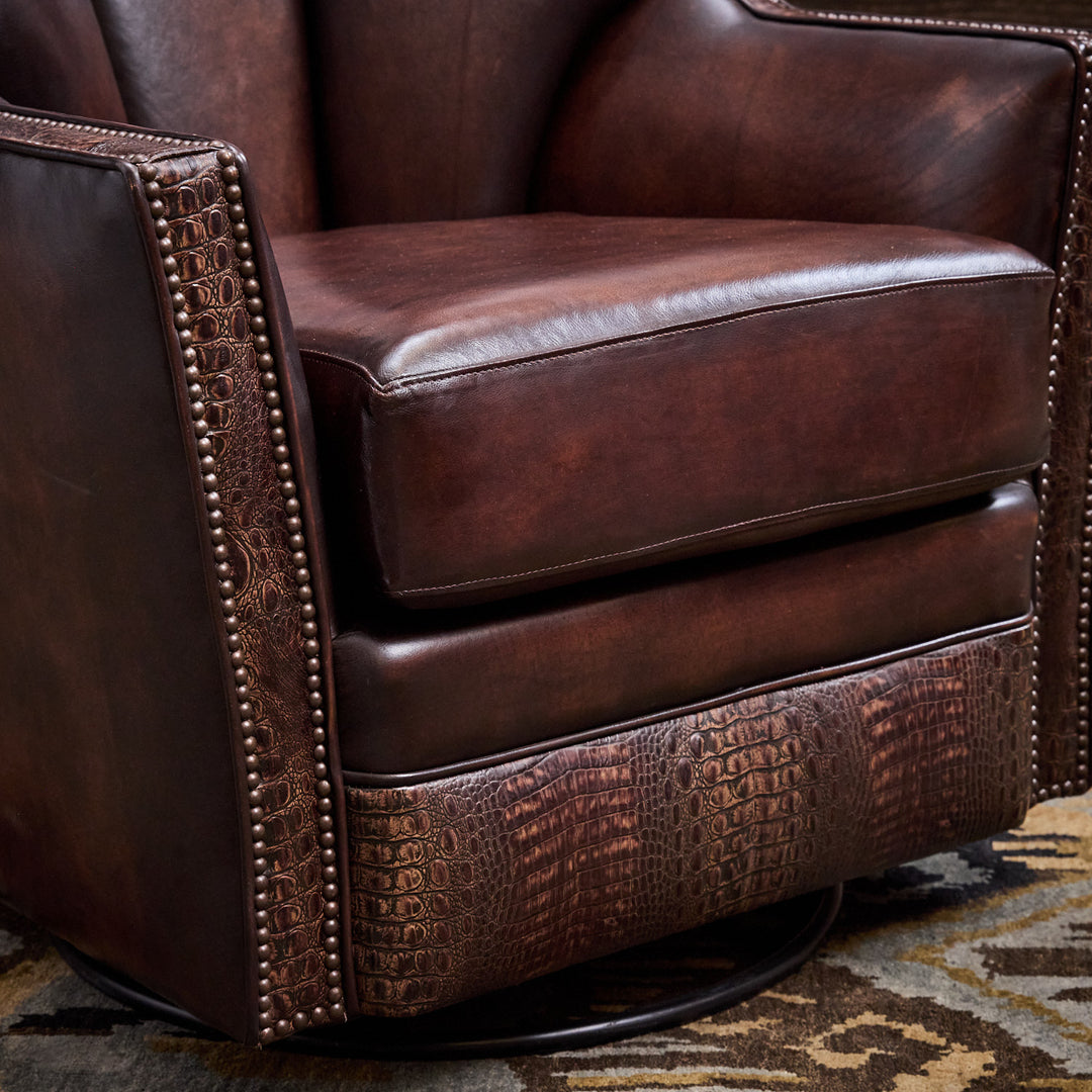 Aledo Croc Leather Swivel Chair