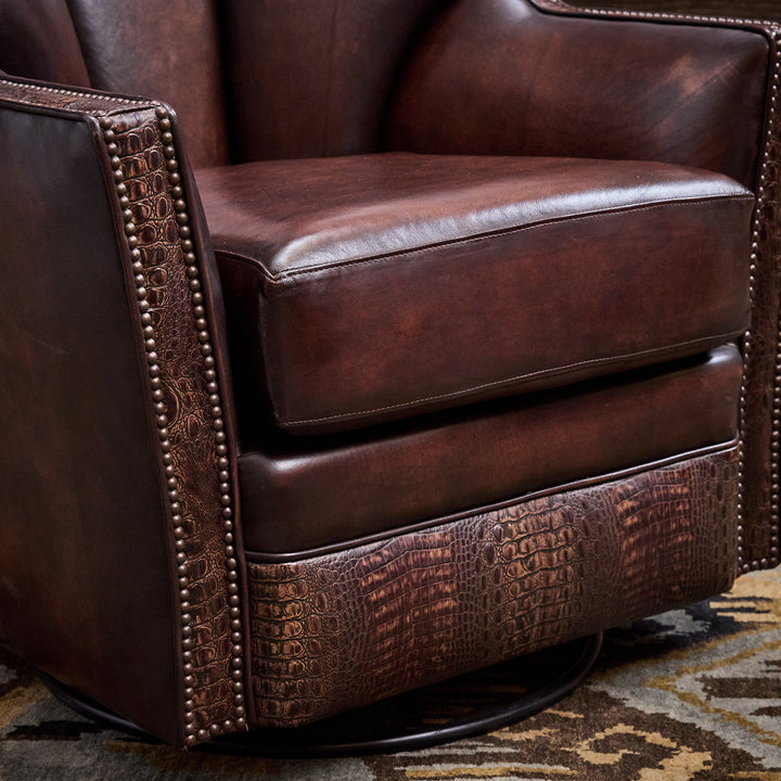 Aledo Croc Leather Swivel Chair