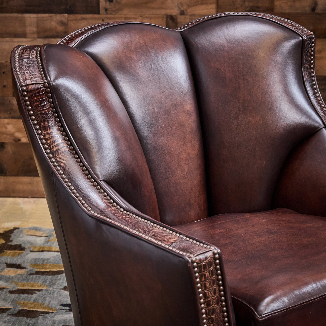 Aledo Croc Leather Swivel Chair