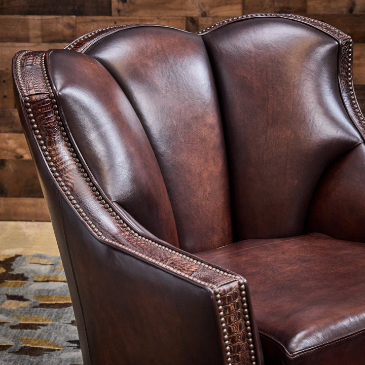 Aledo Croc Leather Swivel Chair