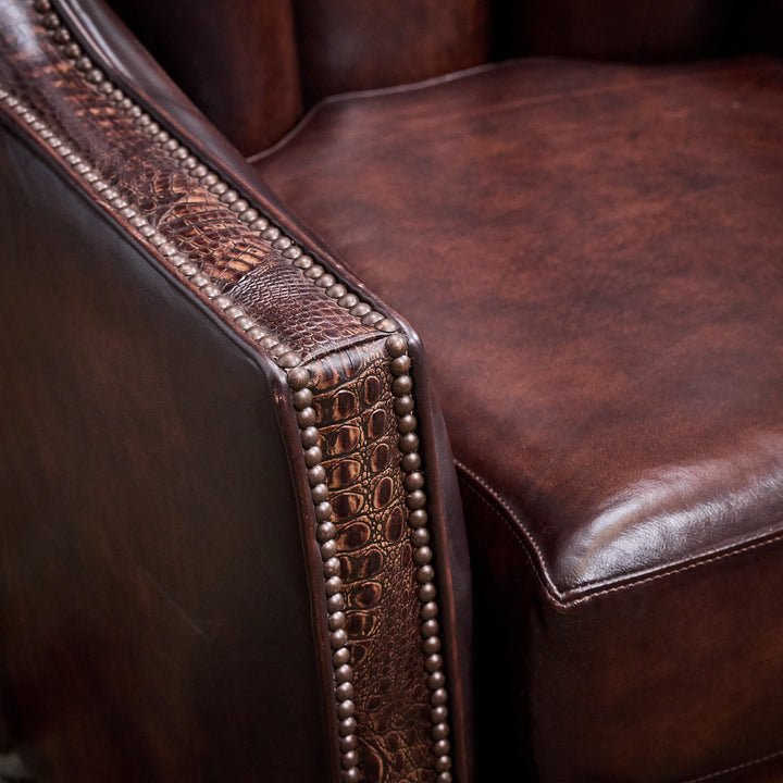 Aledo Croc Leather Swivel Chair