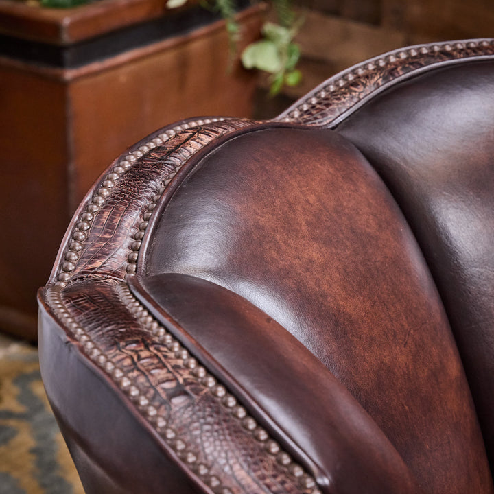 Aledo Croc Leather Swivel Chair