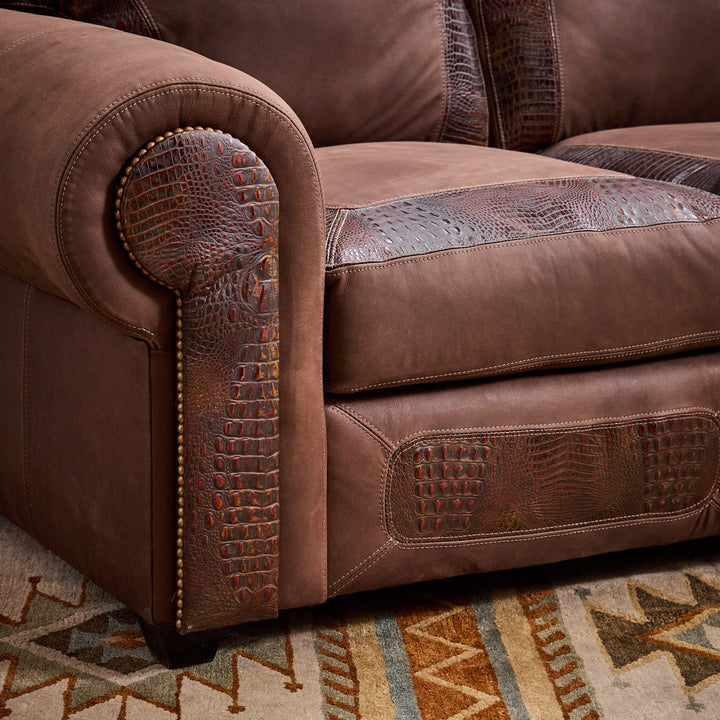 Auburn Gator Western Leather Sofa