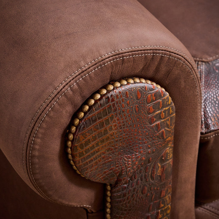 Auburn Gator Western Leather Sofa