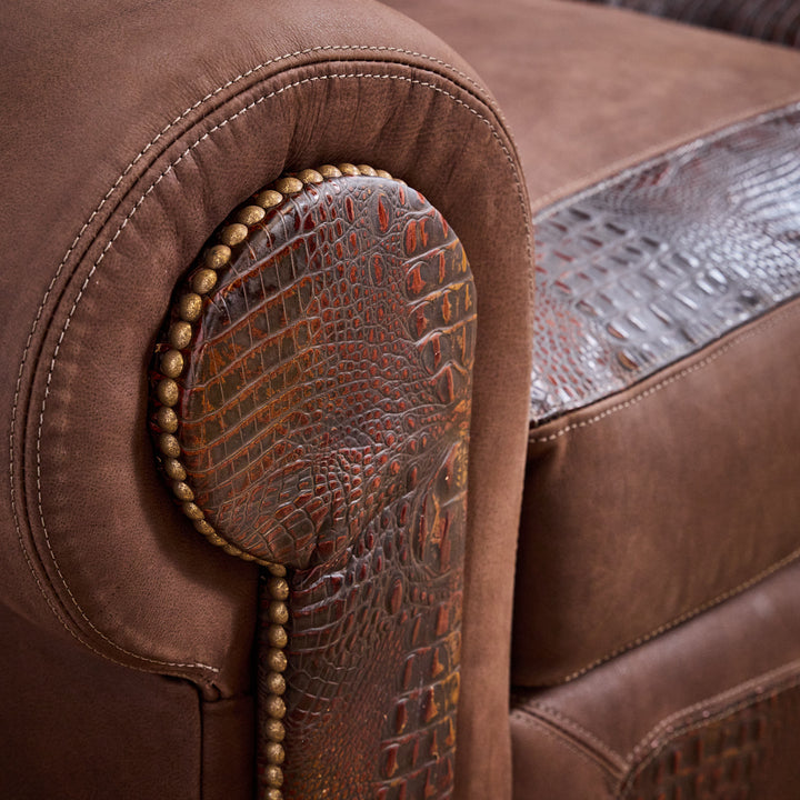 Auburn Gator Western Leather Sofa