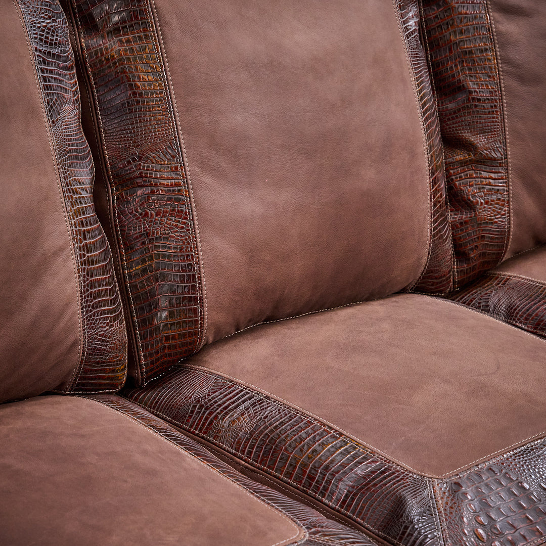 Auburn Gator Western Leather Sofa