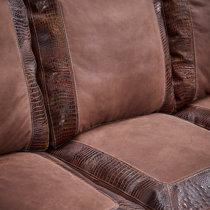 Auburn Gator Western Leather Sofa