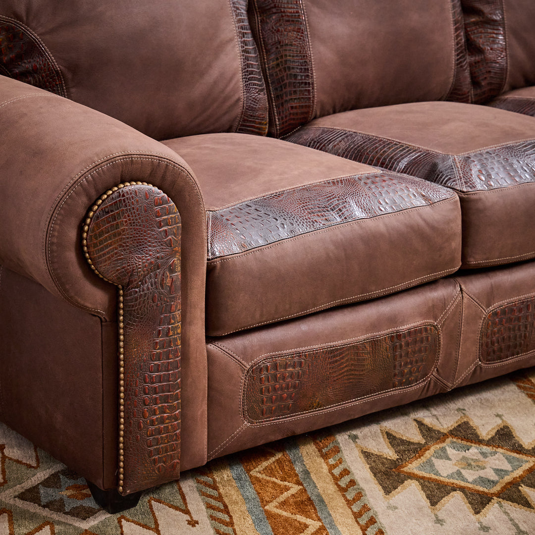 Auburn Gator Western Leather Sofa