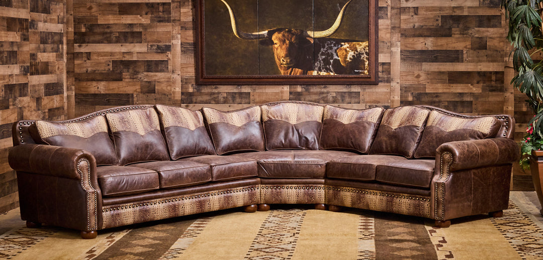Hornback Curved Leather Sectional