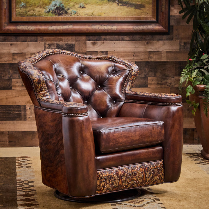 Cortina Cafe Leather Western Swivel Chair
