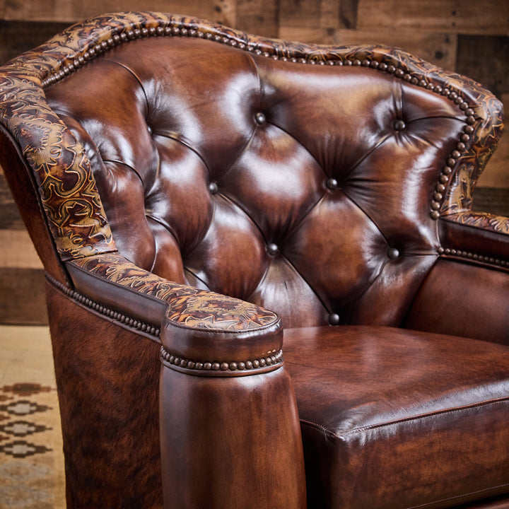 Cortina Cafe Leather Western Swivel Chair