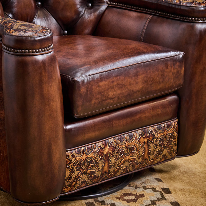 Cortina Cafe Leather Western Swivel Chair