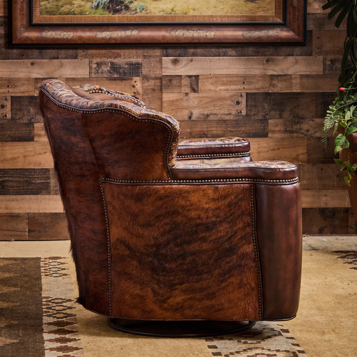 Cortina Cafe Leather Western Swivel Chair