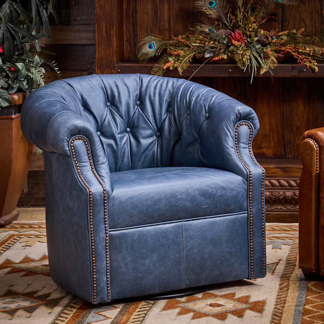 Vacchetta Blue Leather Thinking Chair