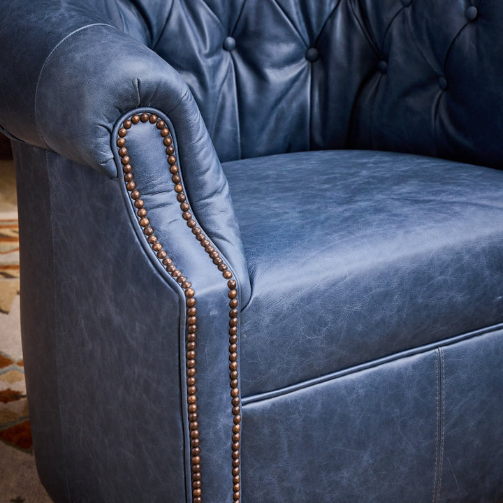 Vacchetta Blue Leather Thinking Chair