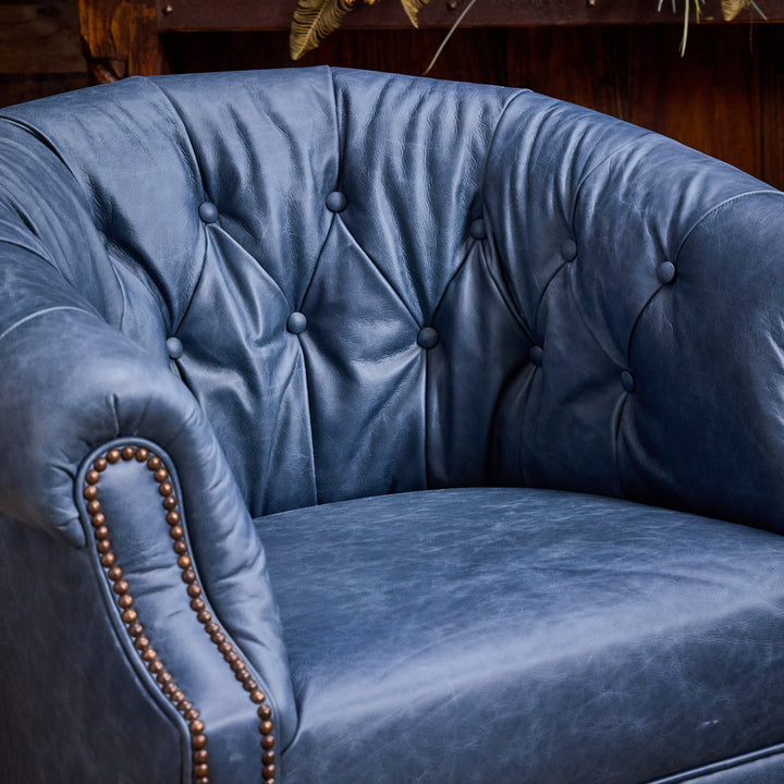 Vacchetta Blue Leather Thinking Chair