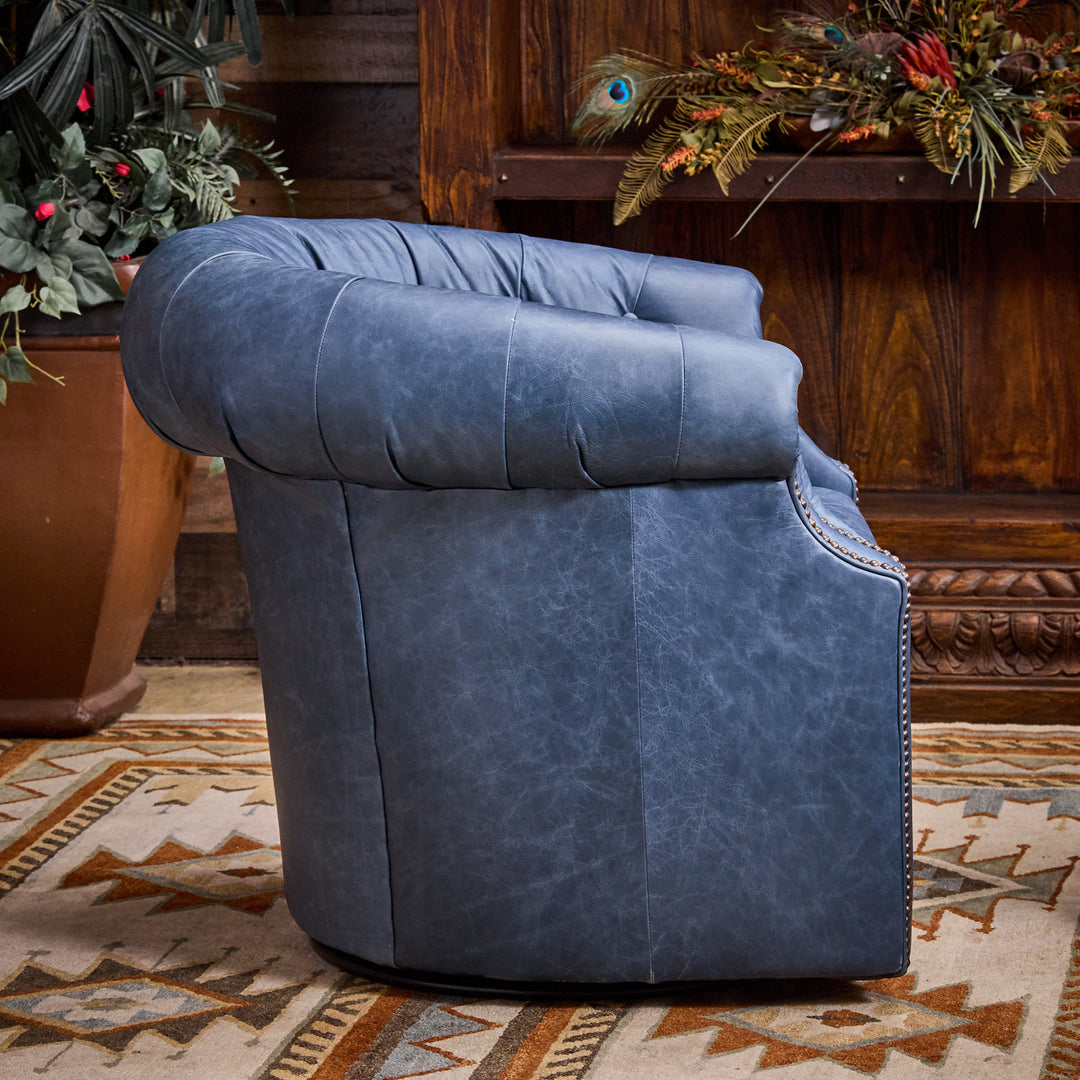 Vacchetta Blue Leather Thinking Chair