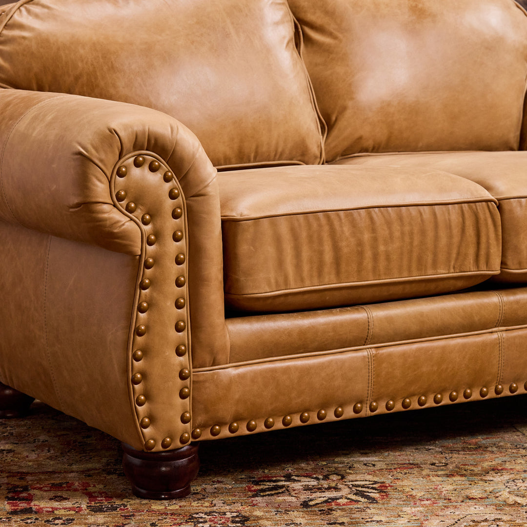 Fanning Leather Loveseat