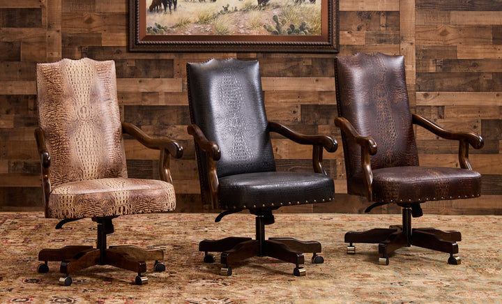 Western Croc Leather Office Chair Collection