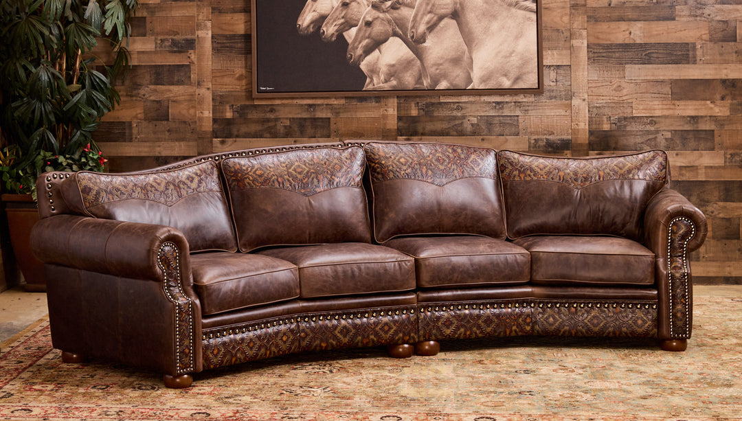 Bosque Chocolate Curved Leather Sofa