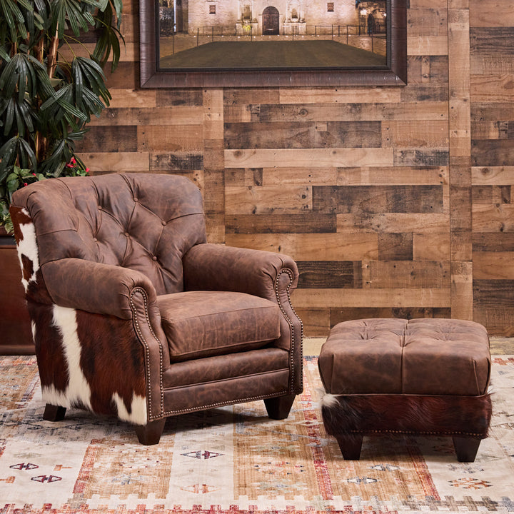 Hidalgo Leather Cowhide Chair & Ottoman