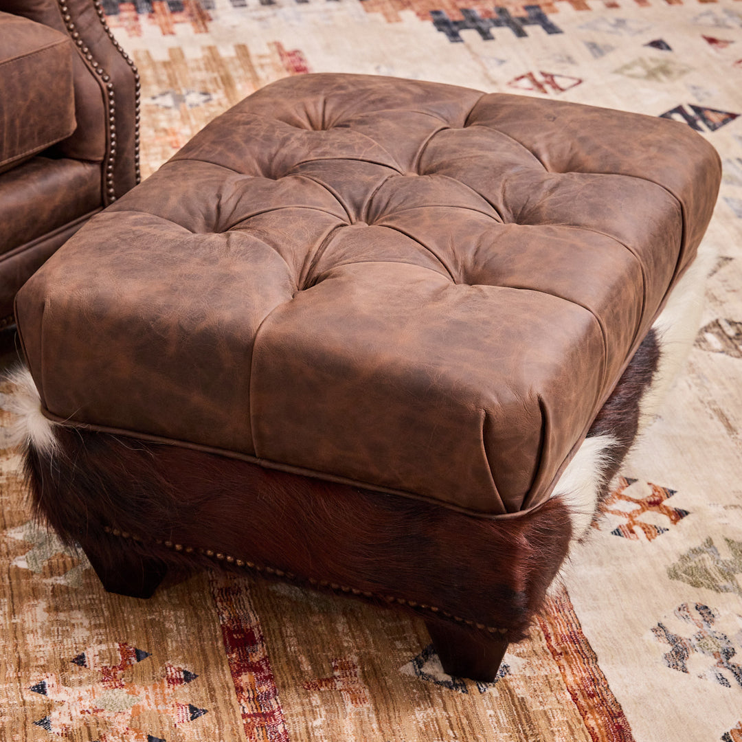 Hidalgo Leather Cowhide Chair & Ottoman