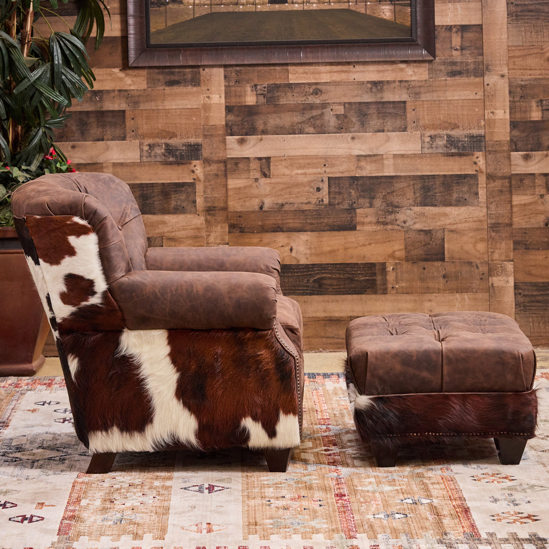 Hidalgo Leather Cowhide Chair & Ottoman
