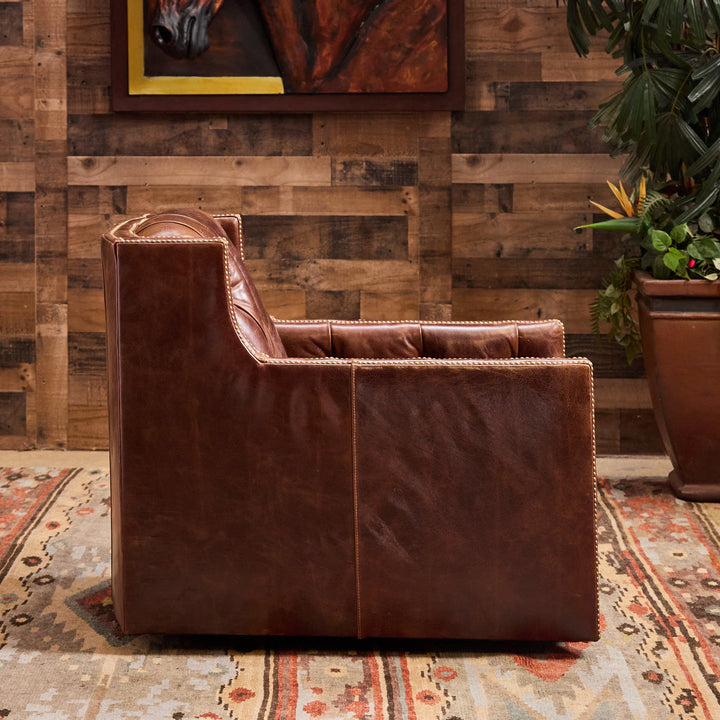 Adler Tufted Leather Swivel Chair