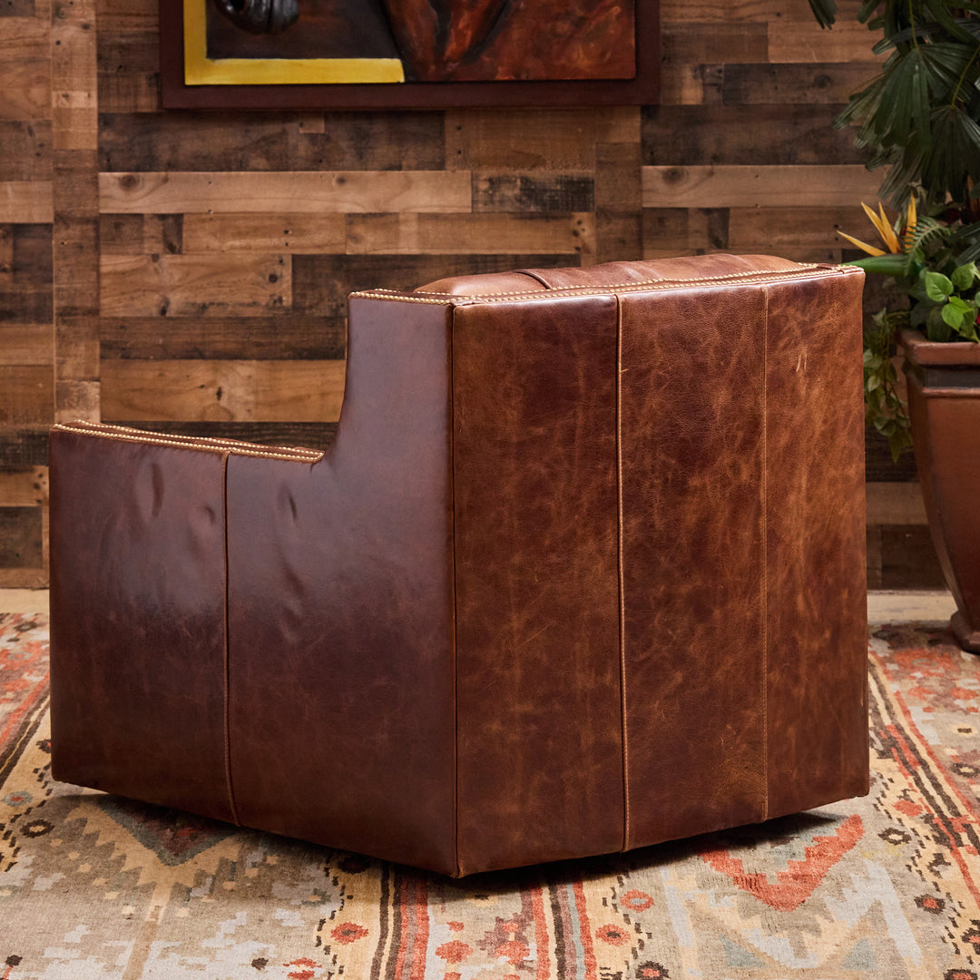 Adler Tufted Leather Swivel Chair