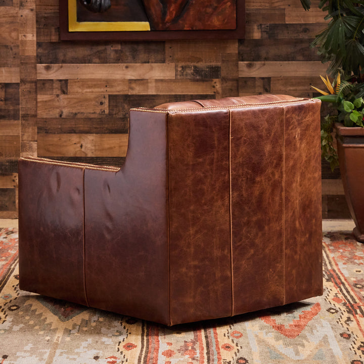 Adler Tufted Leather Swivel Chair