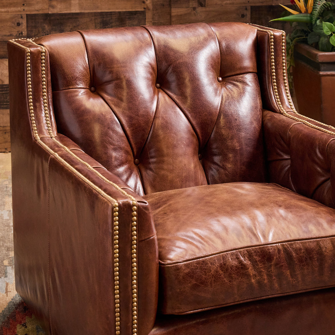 Adler Tufted Leather Swivel Chair