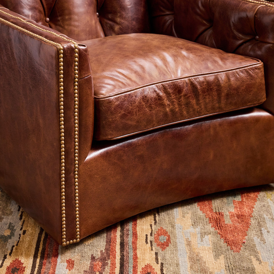 Adler Tufted Leather Swivel Chair