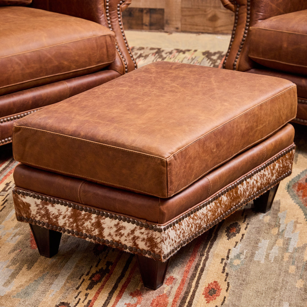 Cedar Park Cowhide Leather Chair and Ottoman