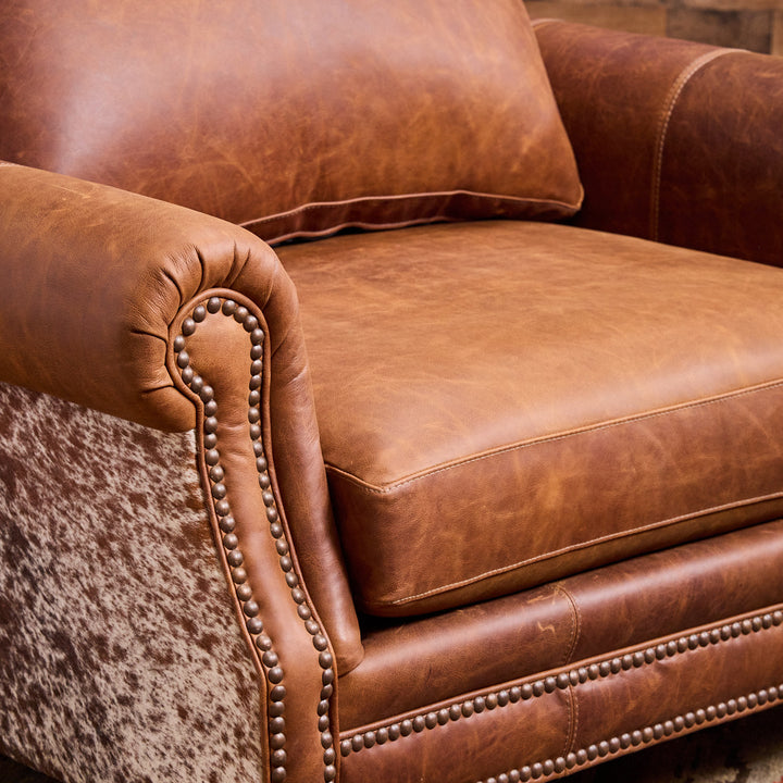 Cedar Park Cowhide Leather Chair and Ottoman