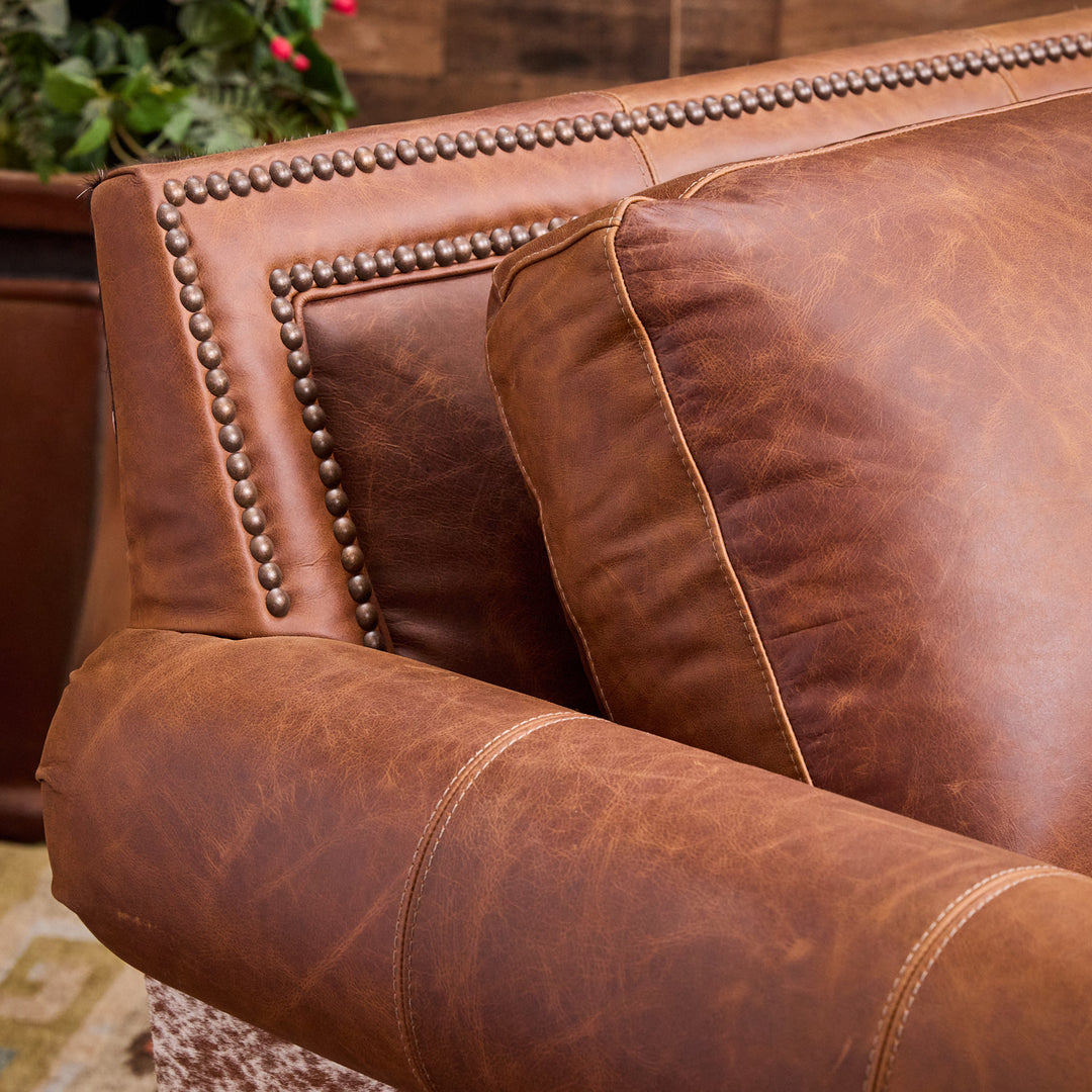 Cedar Park Cowhide Leather Chair and Ottoman