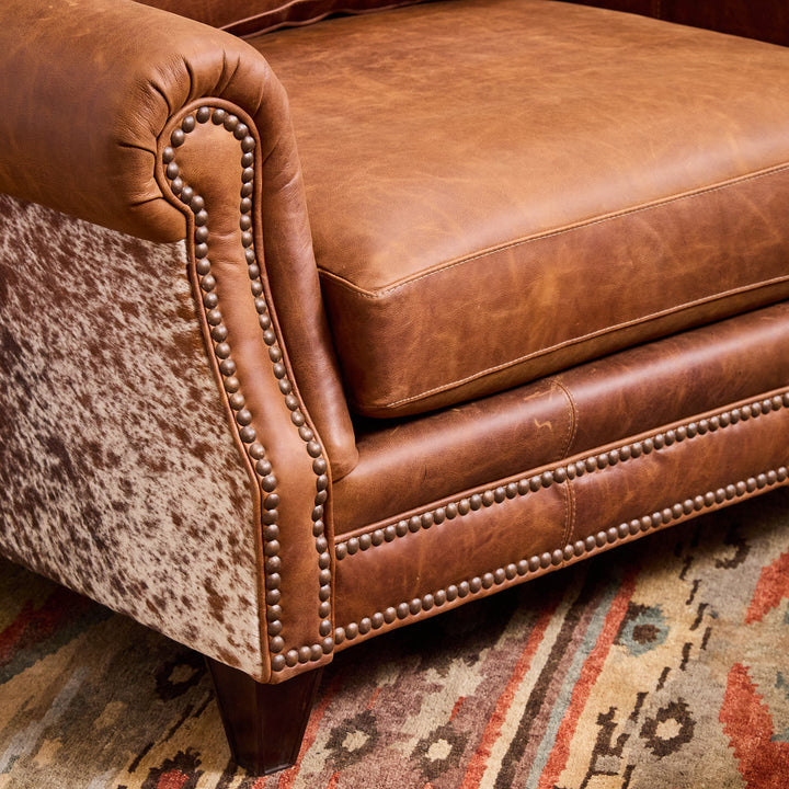 Cedar Park Cowhide Leather Chair and Ottoman