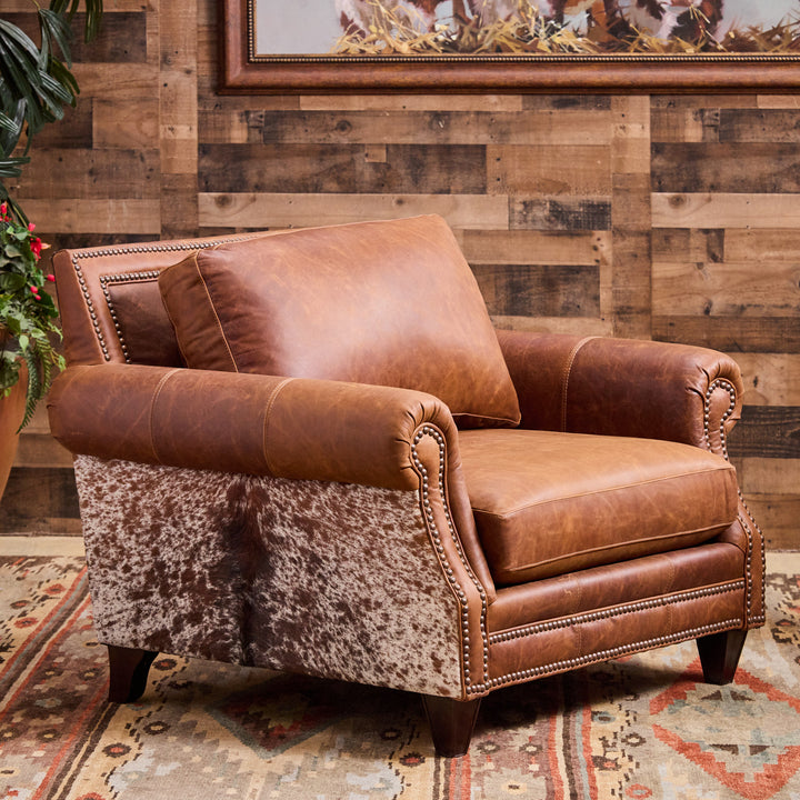 Cedar Park Cowhide Leather Chair and Ottoman