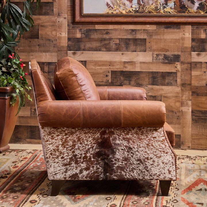 Cedar Park Cowhide Leather Chair and Ottoman