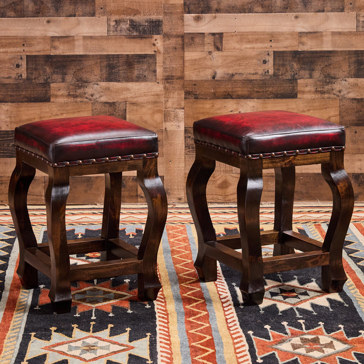 Andres Red Leather Stool