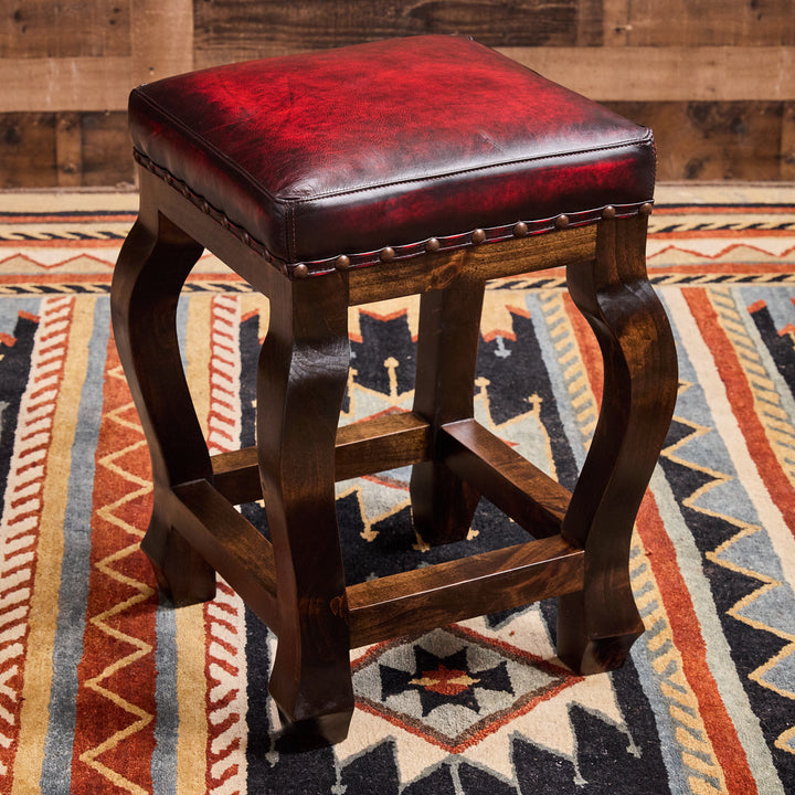 Andres Red Leather Stool